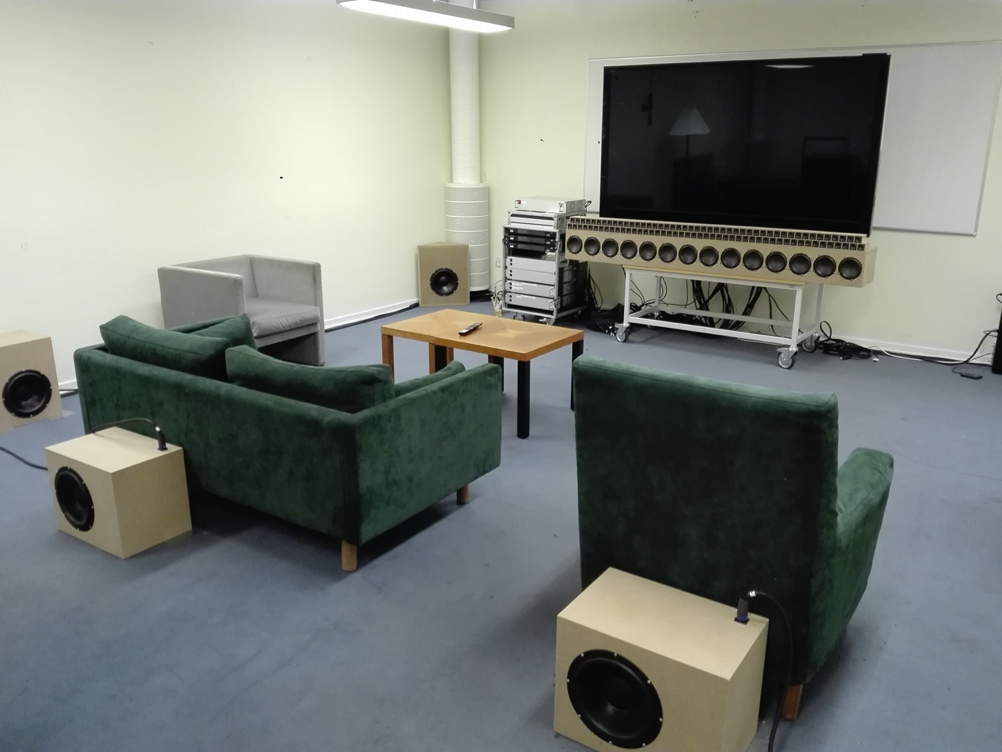 The newly built sound zone prototype setup at B&O, Struer. A similar prototype setup will be established at AAU.